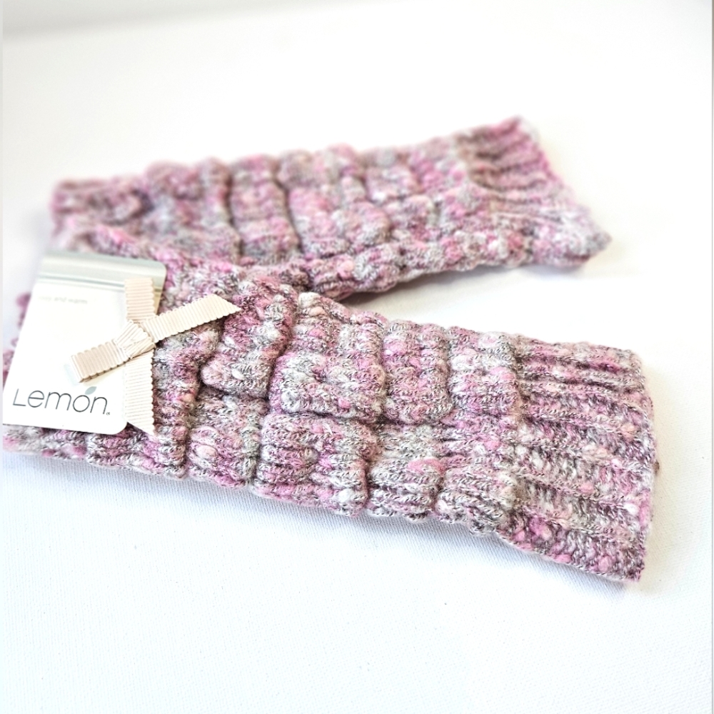 Lemon 🍋 Wrist/Hand Warmers/ Fingerless Gloves Pink/Grey NWT!